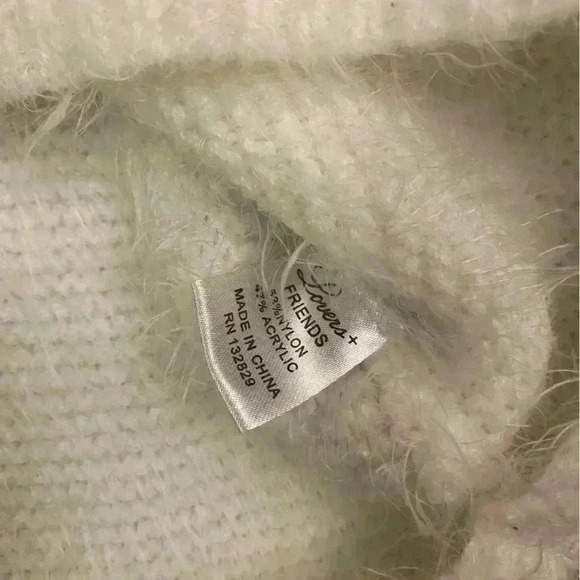 Lovers & Friends Ivory Cutout Fuzzy Sweater. - Picture 8 of 8